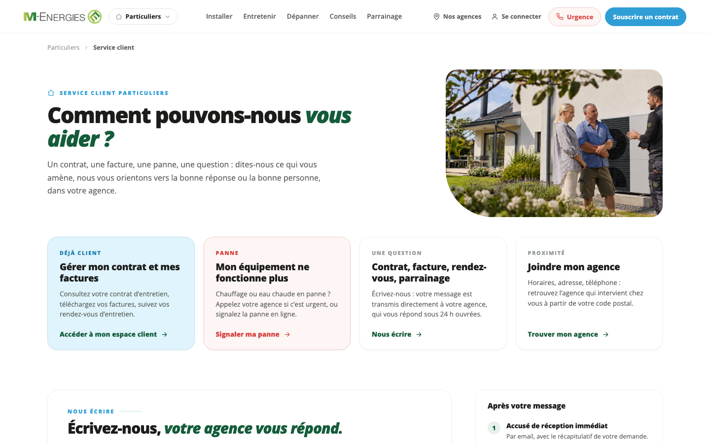 Parcours de service client M‑Energies