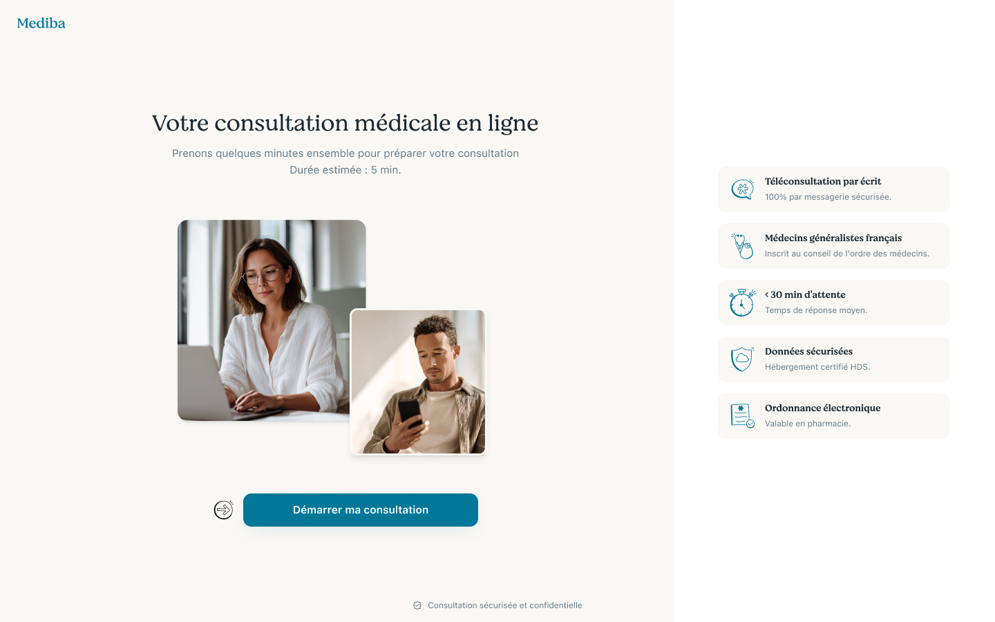 Parcours patient Mediba avec données fictives de démonstration