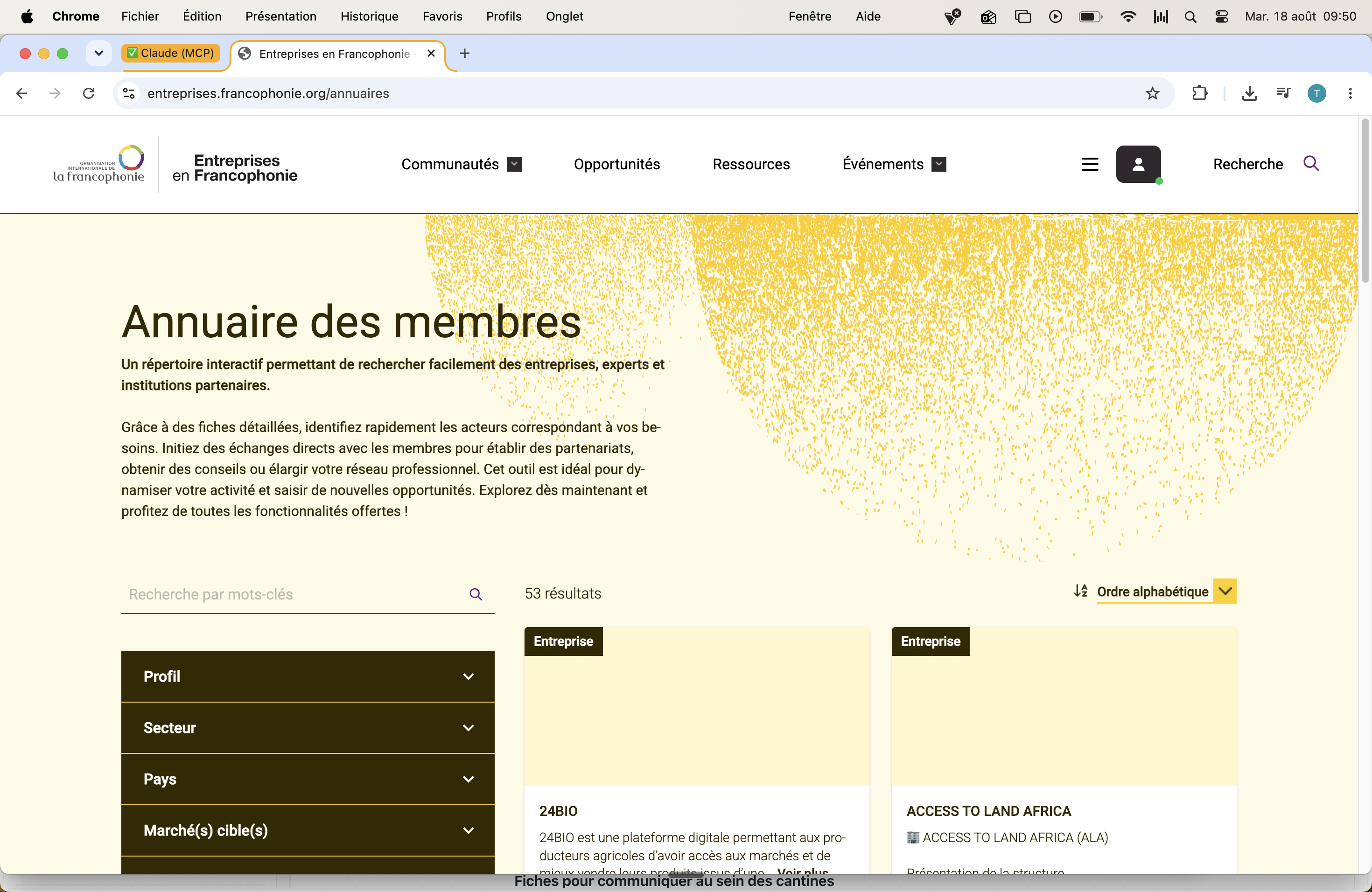 Audit de l’annuaire de la plateforme OIF
