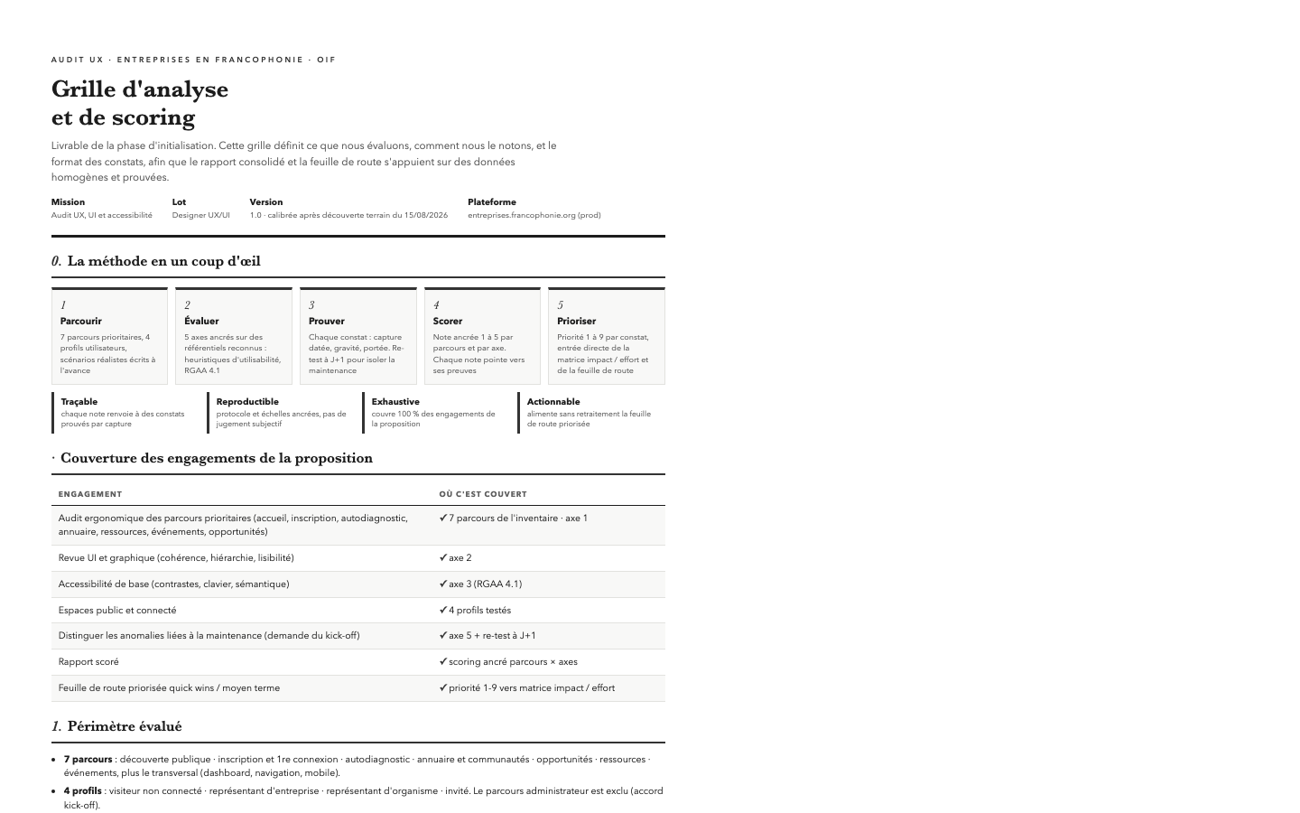 Grille de scoring de l’audit OIF